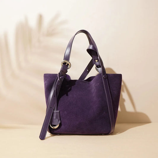 Fioletowa torba na ramię z zamszu w stylu vintage dla kobiet